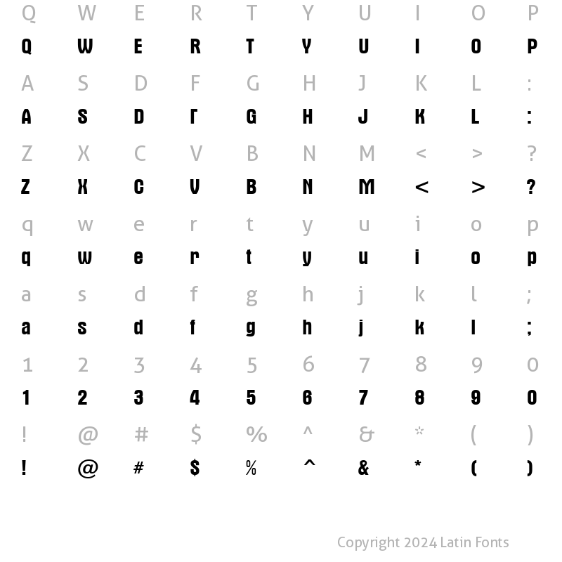 Character Map of a_Alterna Regular