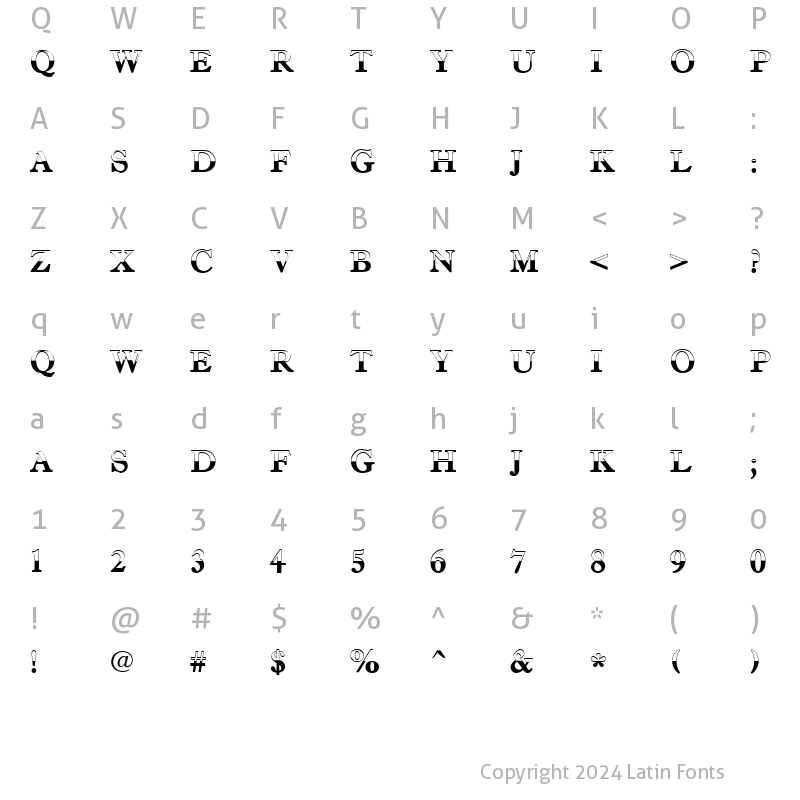 Character Map of a_AntiqueTradyTtlB&W Regular