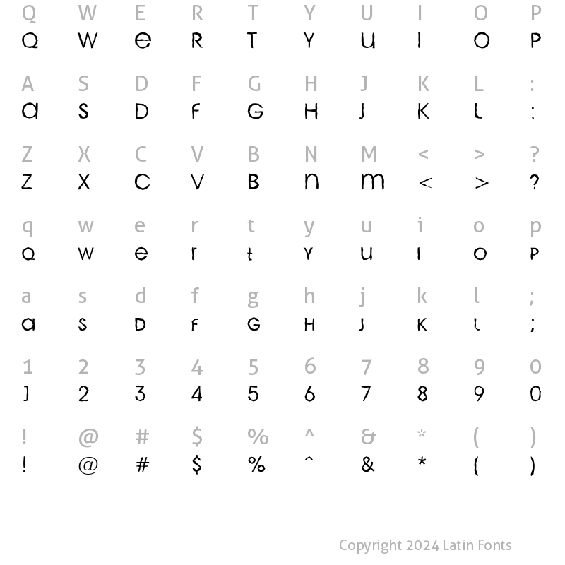 Character Map of a_AvanteCpsLCBrk Light