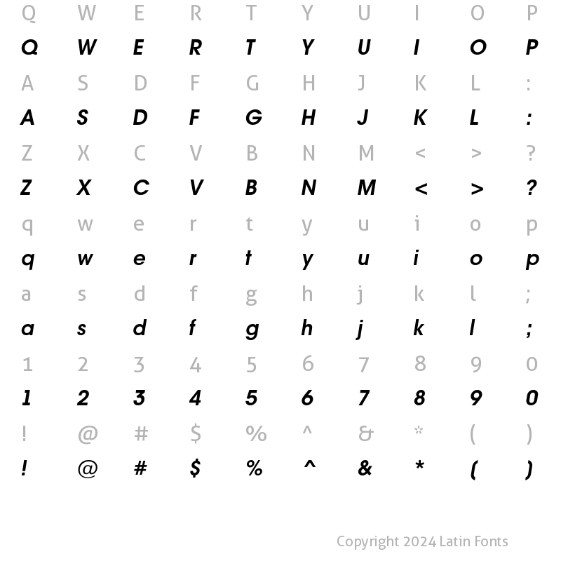 Character Map of a_AvanteInt BoldItalic