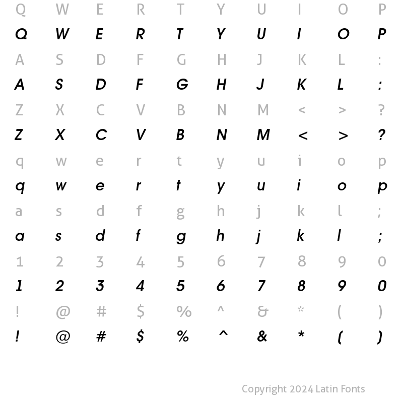 Character Map of a_AvanteLt DemiBoldItalic