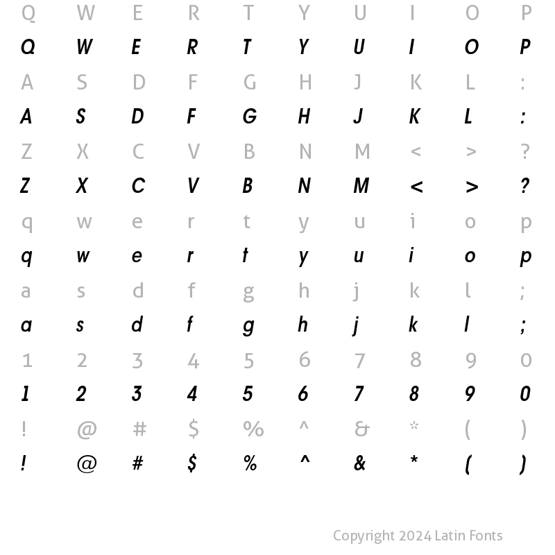 Character Map of a_AvanteLtNr SemiBoldItalic