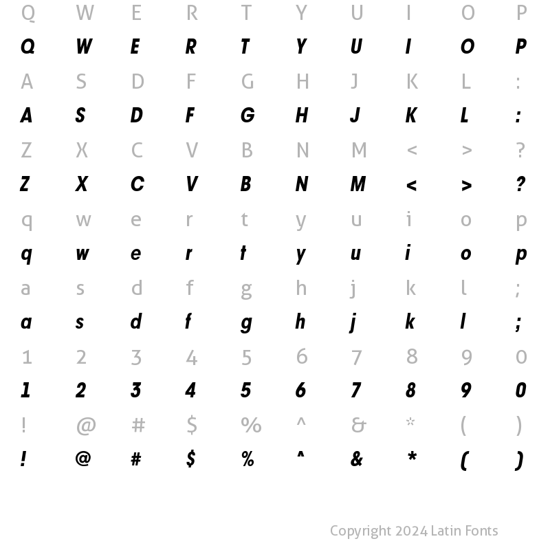 Character Map of a_AvanteTckNr ExtraBoldItalic