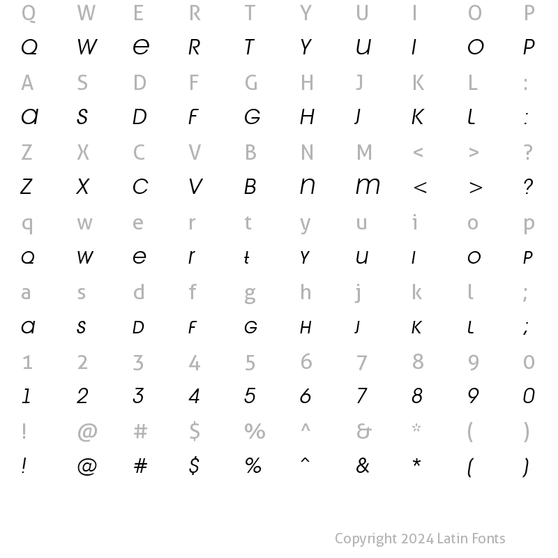 Character Map of a_AvanteTitlerCpsLC LightItalic