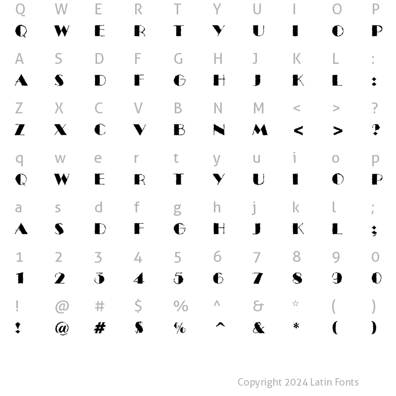 Character Map of a_BentTitulBrk Regular