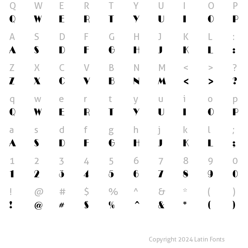 Character Map of a_BentTitulNr Regular