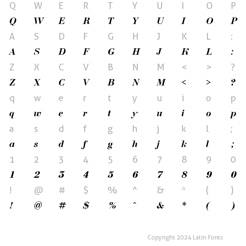 Character Map of a_BodoniNova BoldItalic