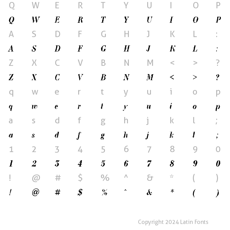 Character Map of a_BodoniNovaBrk BoldItalic