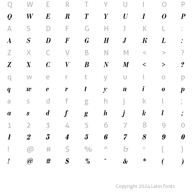 Character Map of a_BodoniNovaNr BoldItalic