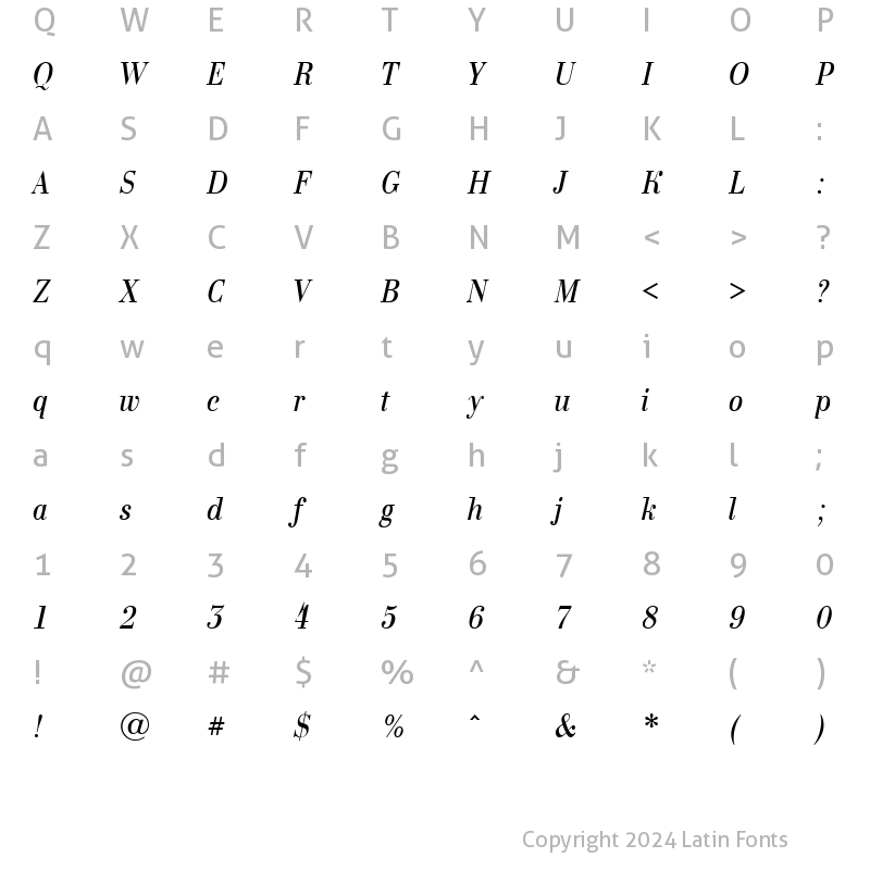 Character Map of a_BodoniNovaNr Italic