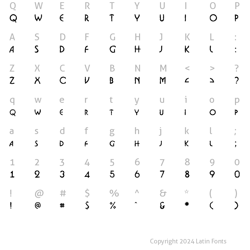 Character Map of a_BosaNovaCpsBrk Regular