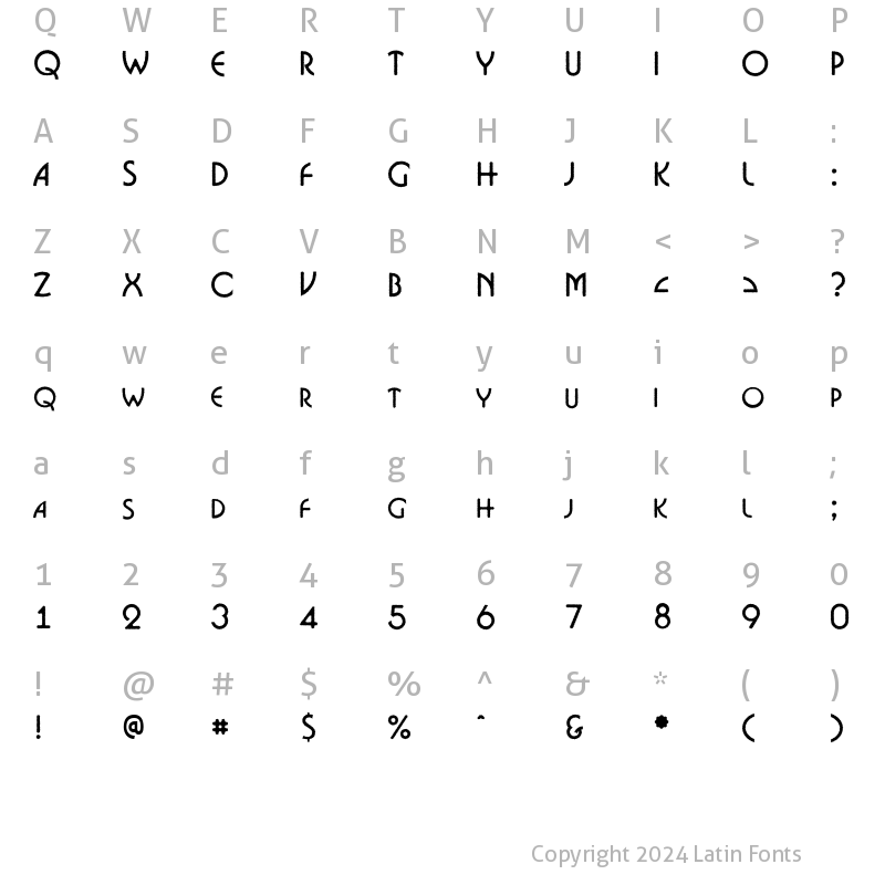 Character Map of a_BosaNovaCpsRgh Regular