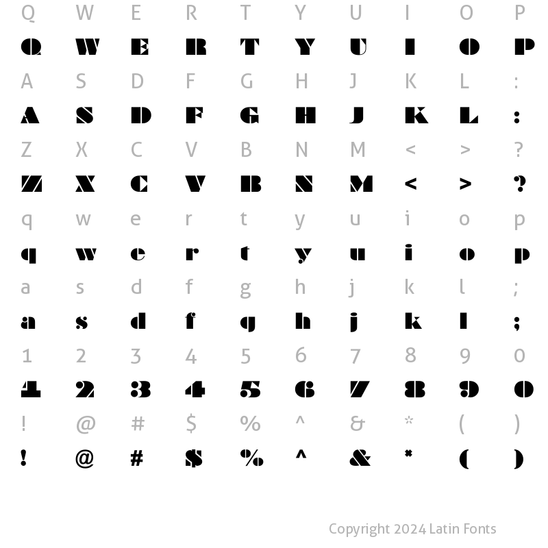 Character Map of a_Bragga Regular