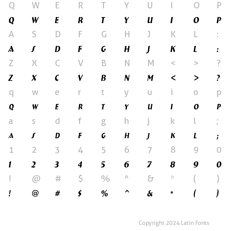 Character Map of a_BremenCapsNr Italic