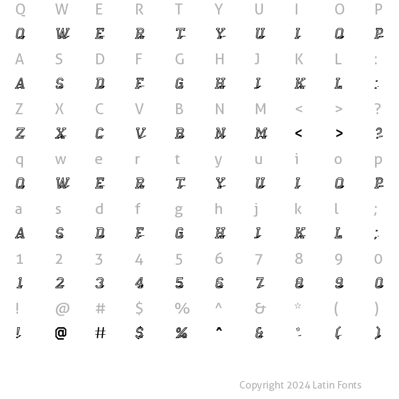 Character Map of a_CampusOtl3DShad Regular