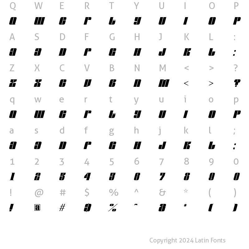 Character Map of a_GlobusOblique Regular