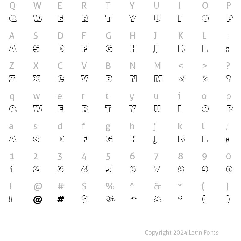 Character Map of a_GroticTitulOtlHv Regular