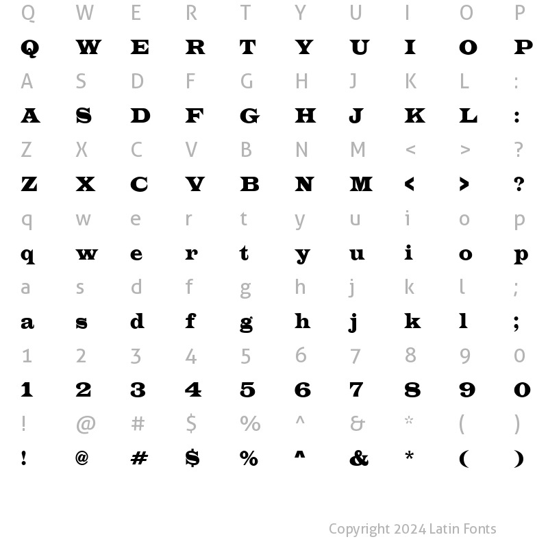 Character Map of a_Latino Regular