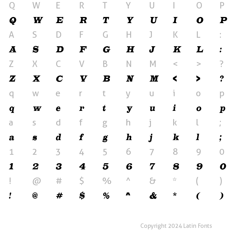 Character Map of a_LatinoNr Italic