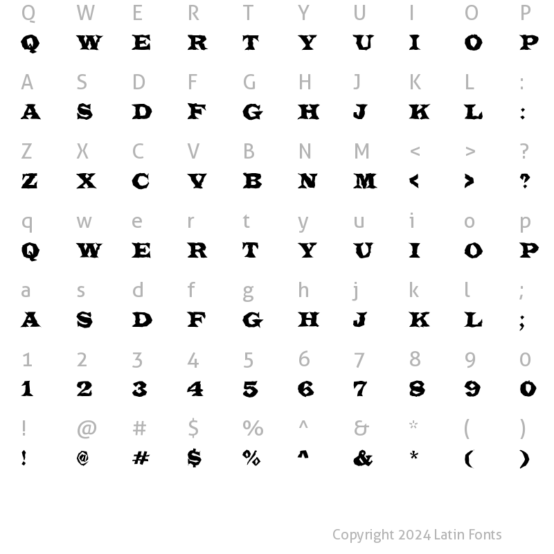 Character Map of a_LatinoTitulBr Regular