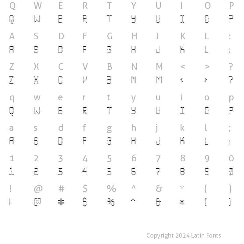 Character Map of a_LCDNovaOtl Regular