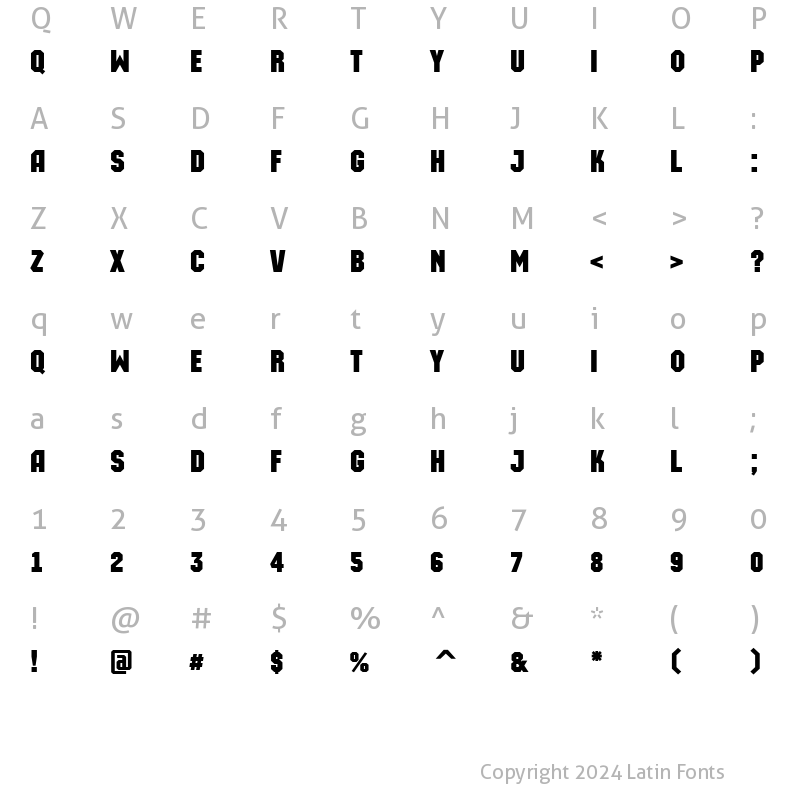 Character Map of a_MachinaOrto Bold