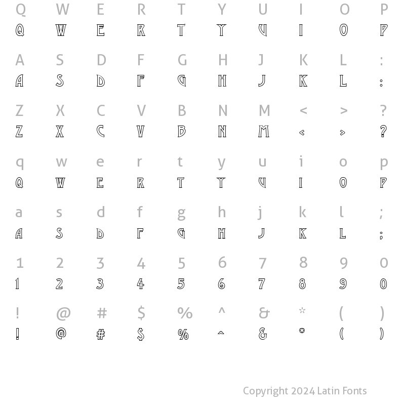 Character Map of a_ModernoCapsOtl Regular