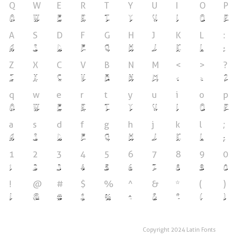 Character Map of a_ModernoOtl3DShObl Normal