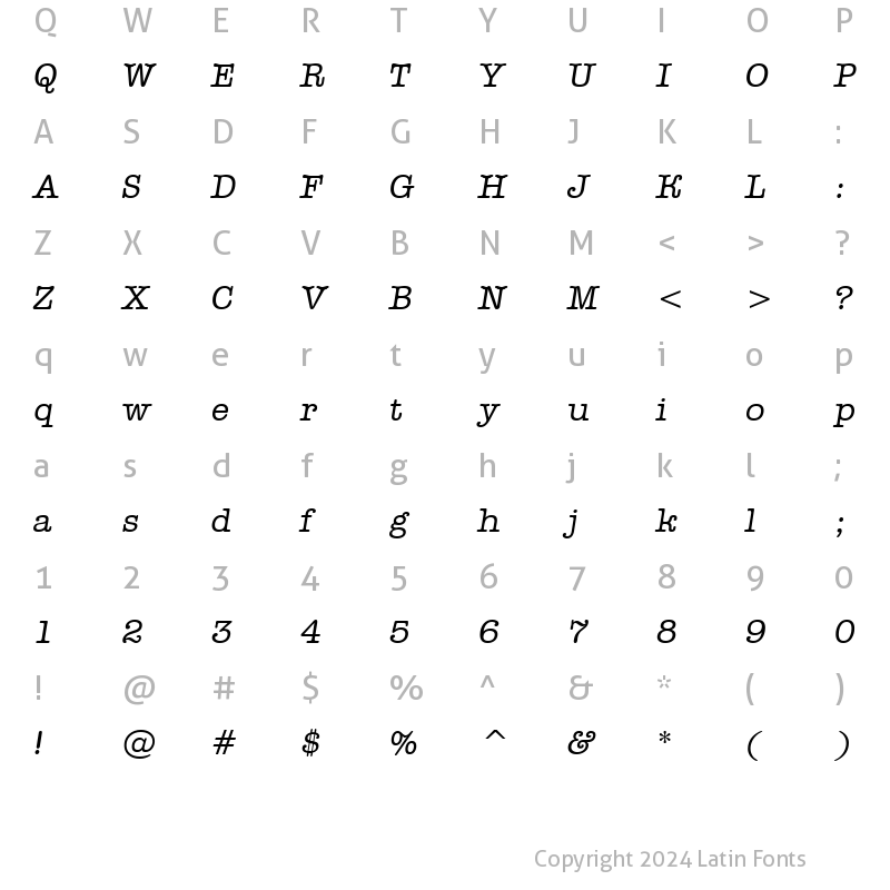 Character Map of a_OldTyper Italic