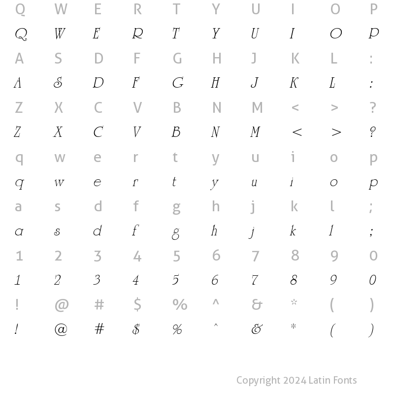 Character Map of a_Romanus Italic