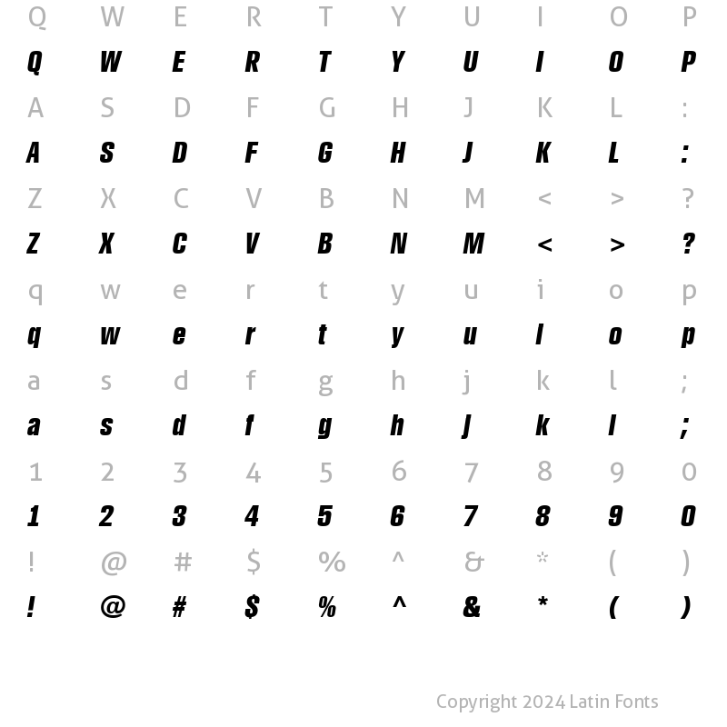 Character Map of a_RubricaCn BoldItalic