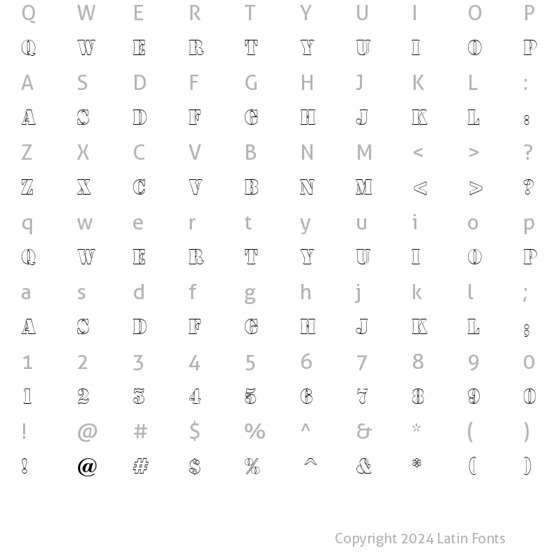 Character Map of a_SamperOtl Regular