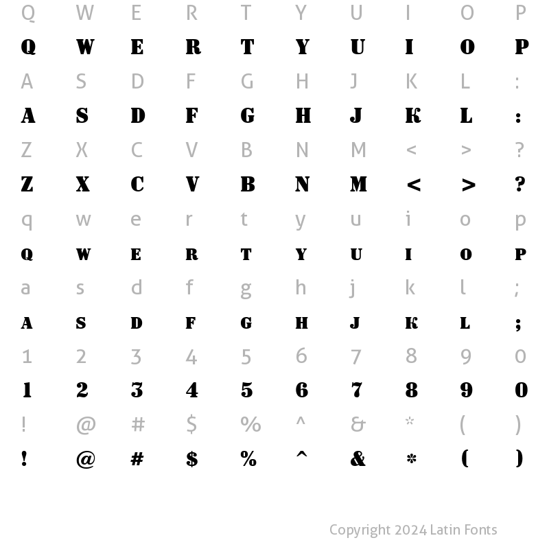 Character Map of a_SignboardCps Bold