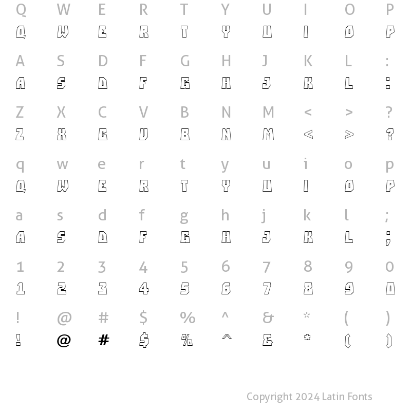 Character Map of a_SimplerPrspOtl Regular