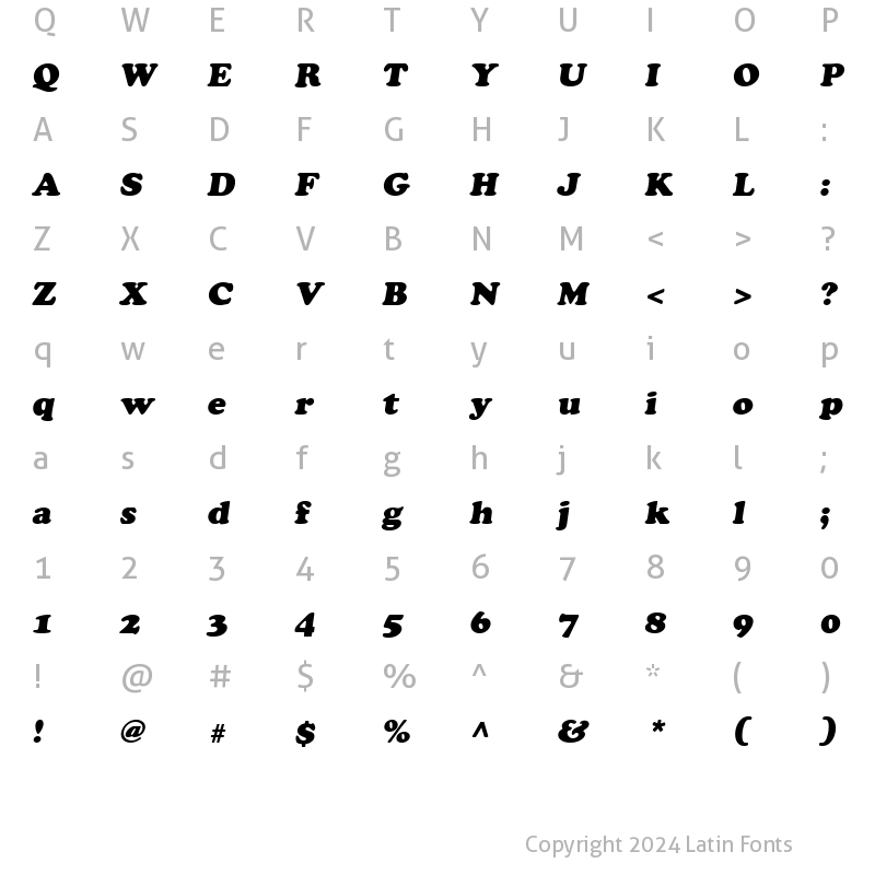 Character Map of AGCrownStyle Oblique