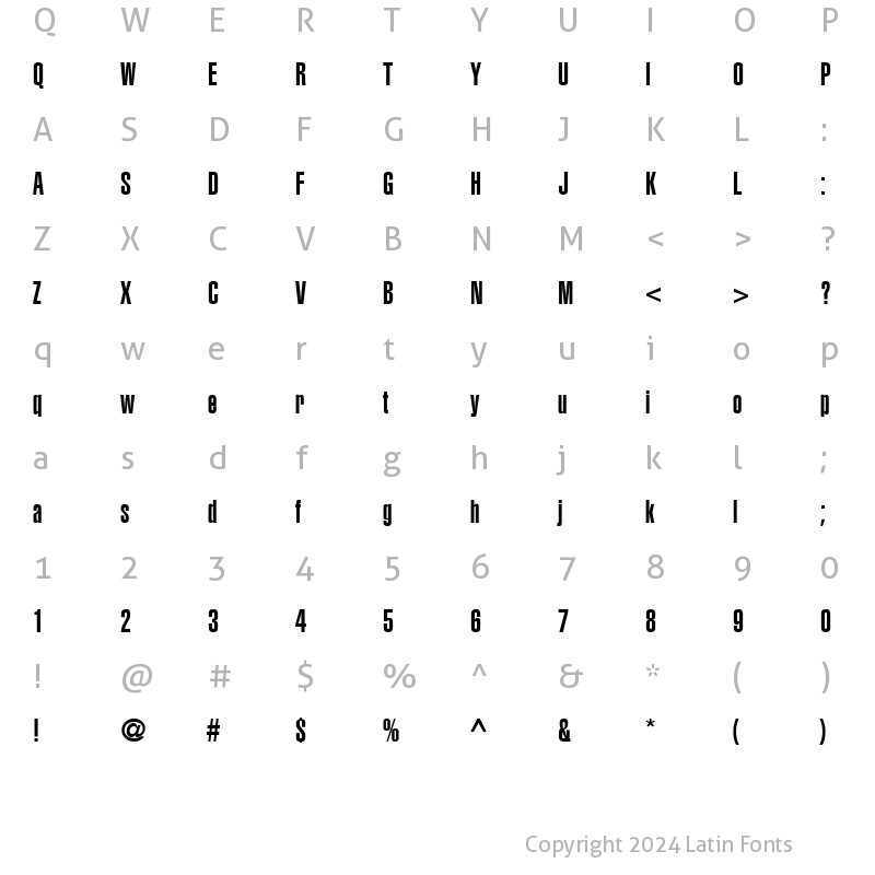 Character Map of AGLettericaUltraCompressed Roman