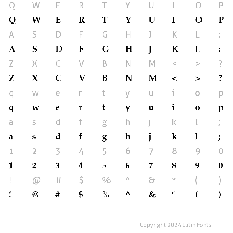 Character Map of AGPalatial Bold