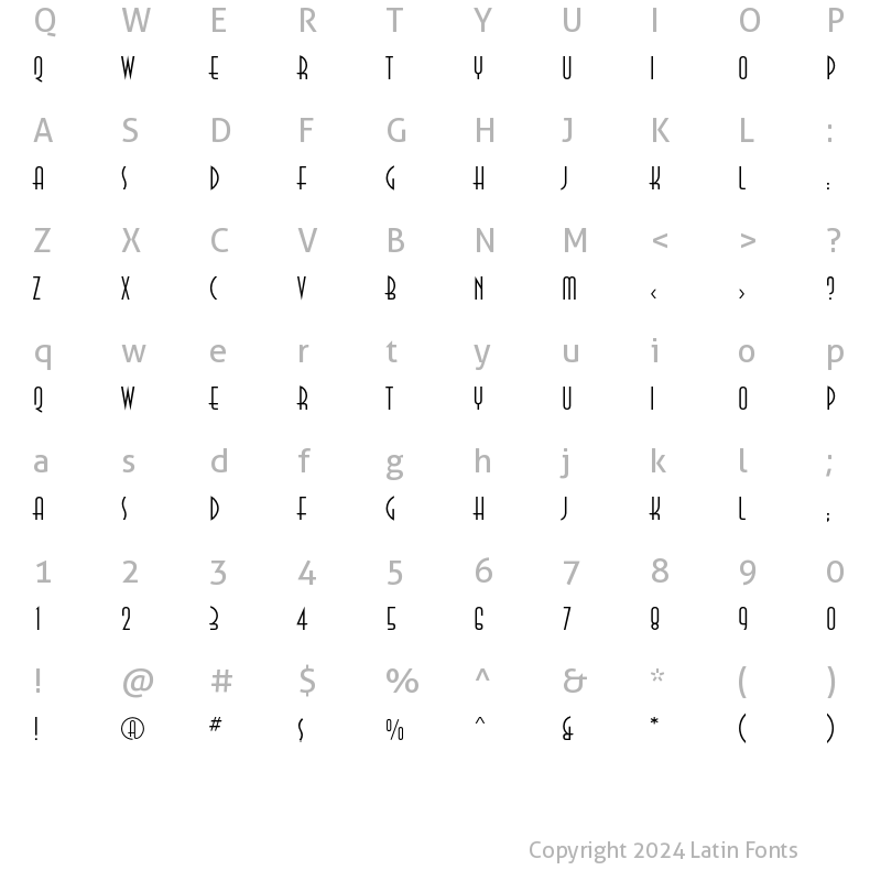 Character Map of AnnaLightC Regular