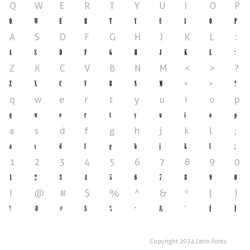 Character Map of Arsis Regular