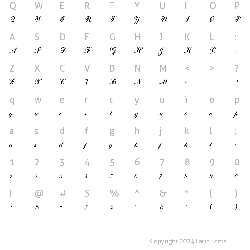 Character Map of ArtScript Regular