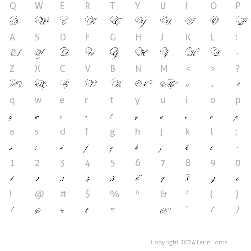 Character Map of Aurora Script Regular