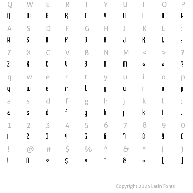 Character Map of Bedrock-Cyr Regular