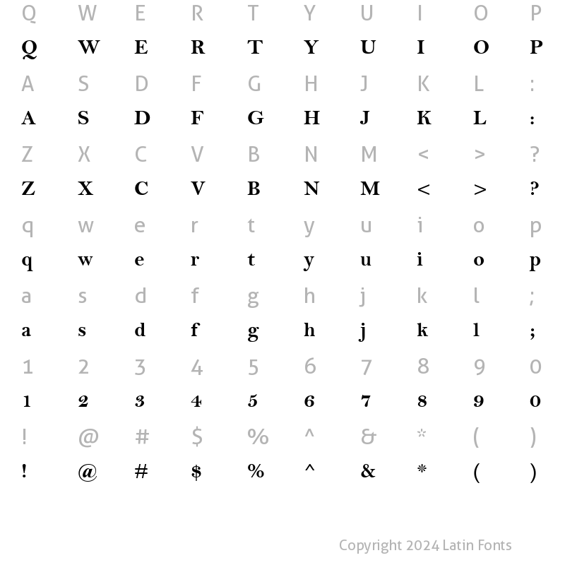 Character Map of Bell MT Bold