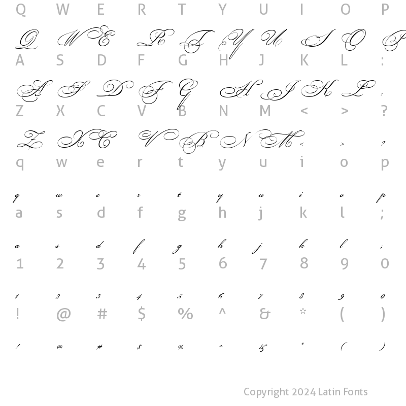 Character Map of Bickham Script Two Regular