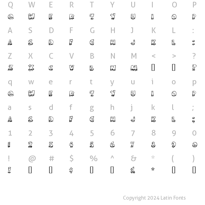 Character Map of Bodie MF Holly Regular