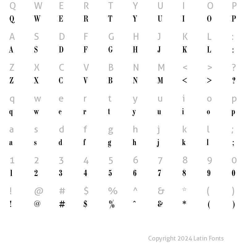 Character Map of BodoniCondC Regular