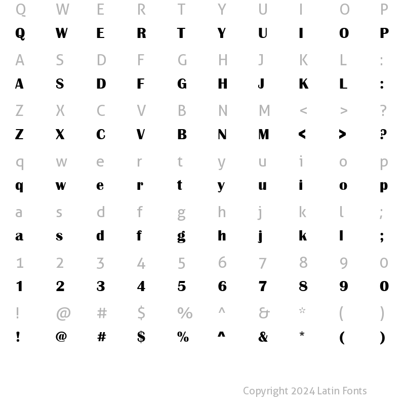 Character Map of Britannic Bold Regular