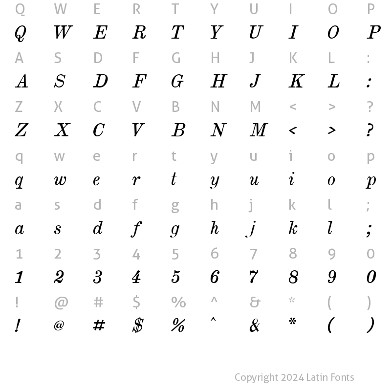 Character Map of Brokgauz & Efron Italic