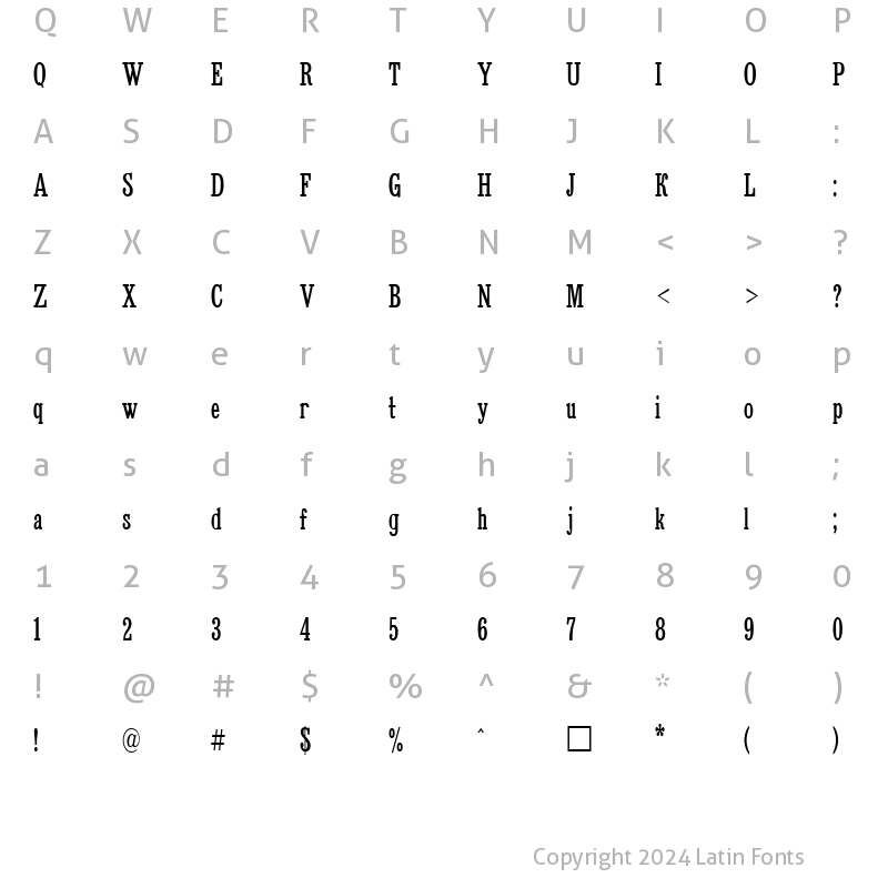 Character Map of BruskovayaCNarrow Normal