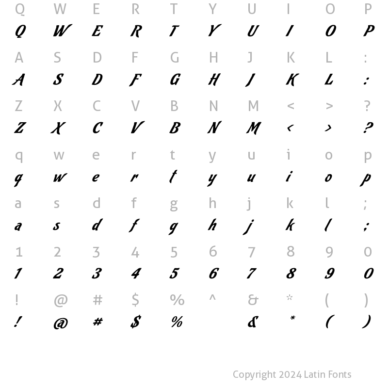 Character Map of Cafelatte Regular